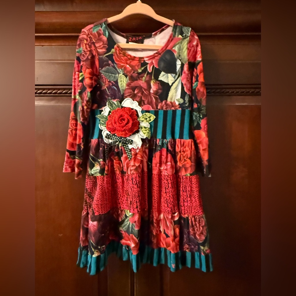 Zaza Couture Kids Red Floral Dress